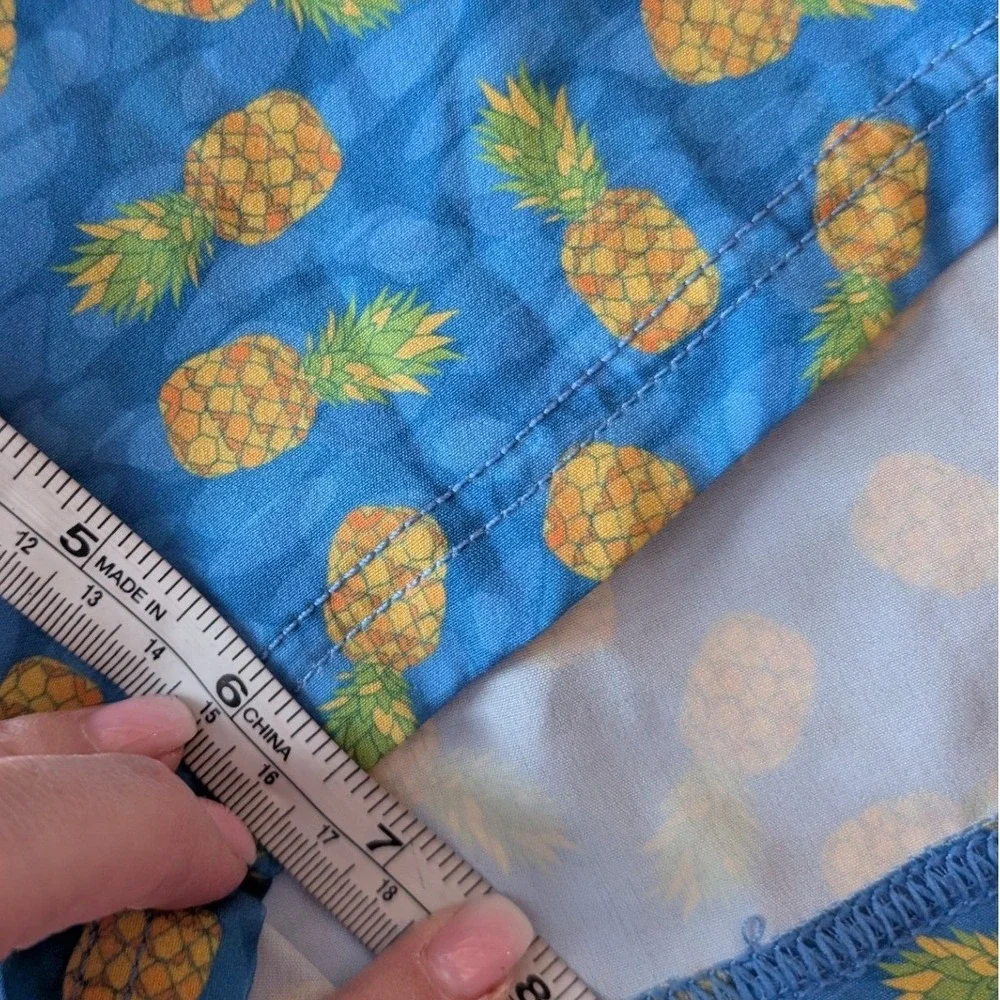 Johnston & Murphy Swim Trunks Mens Large Blue Pineapple Print Tropical Resort‎